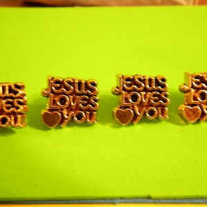 2 Vintage Goldplated Jesus Loves You Pin Brooches