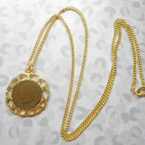 1 Goldplated Indian Head Penny 24&quot; Necklace
