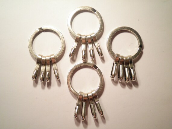 4 Vintage Silverplated Keyrings