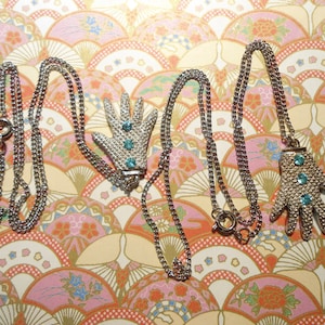 2 Silverplated 18&quot; Micheal Jackson Glove Necklaces