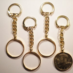 1 Vergoldeter US-Kennedy Half Dollar Coin Holder Schlüsselanhänger mit 1 Kennedy Half Dollar inklusive