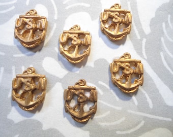 6 Brass U.S. Navy Military Badges