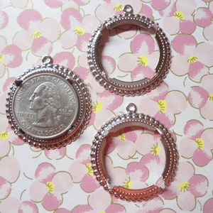 4 Quarter Holders 25mm U.S. Quarter Pendants Canadian Quarter with Loop