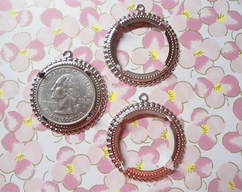 4 Quarter Holders 25mm U.S. Quarter Pendants Canadian Quarter with Loop