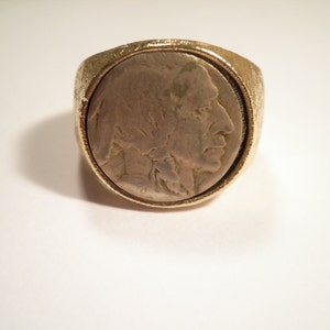 1 Goldplated Indian Head Buffalo Nickel Ring Size 10 OR 12 image 3