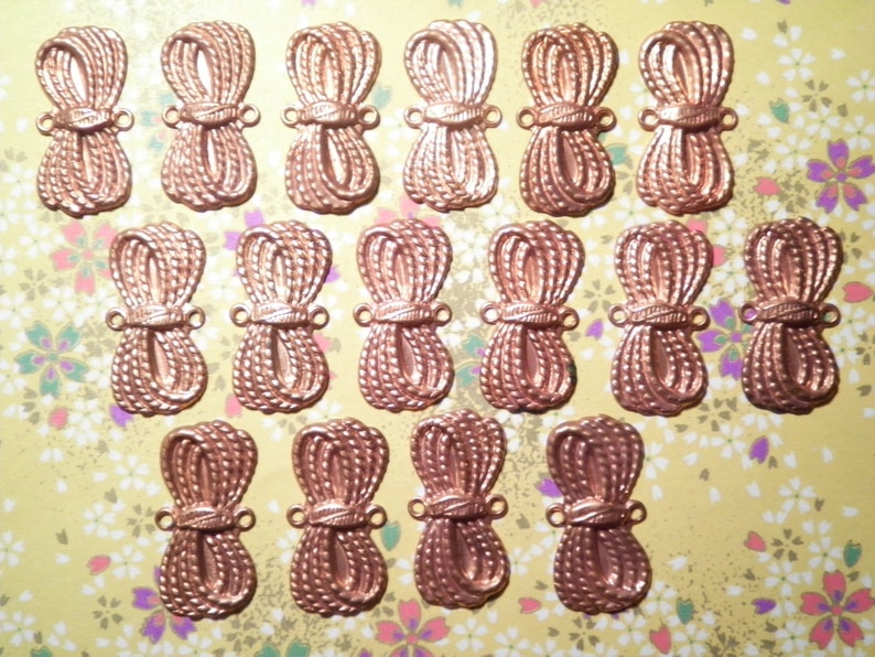 16 Vintage Coppercoated Coiled Rope Connectors image 1