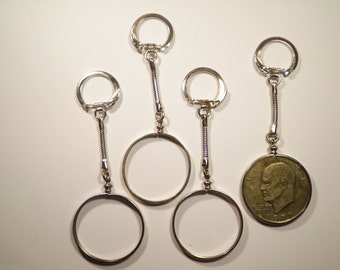 1 Silverplated U.S. Eisenhower and Liberty Dollar Morgan Dollar Coin Holder Coin Bezel Key Chains No Coin