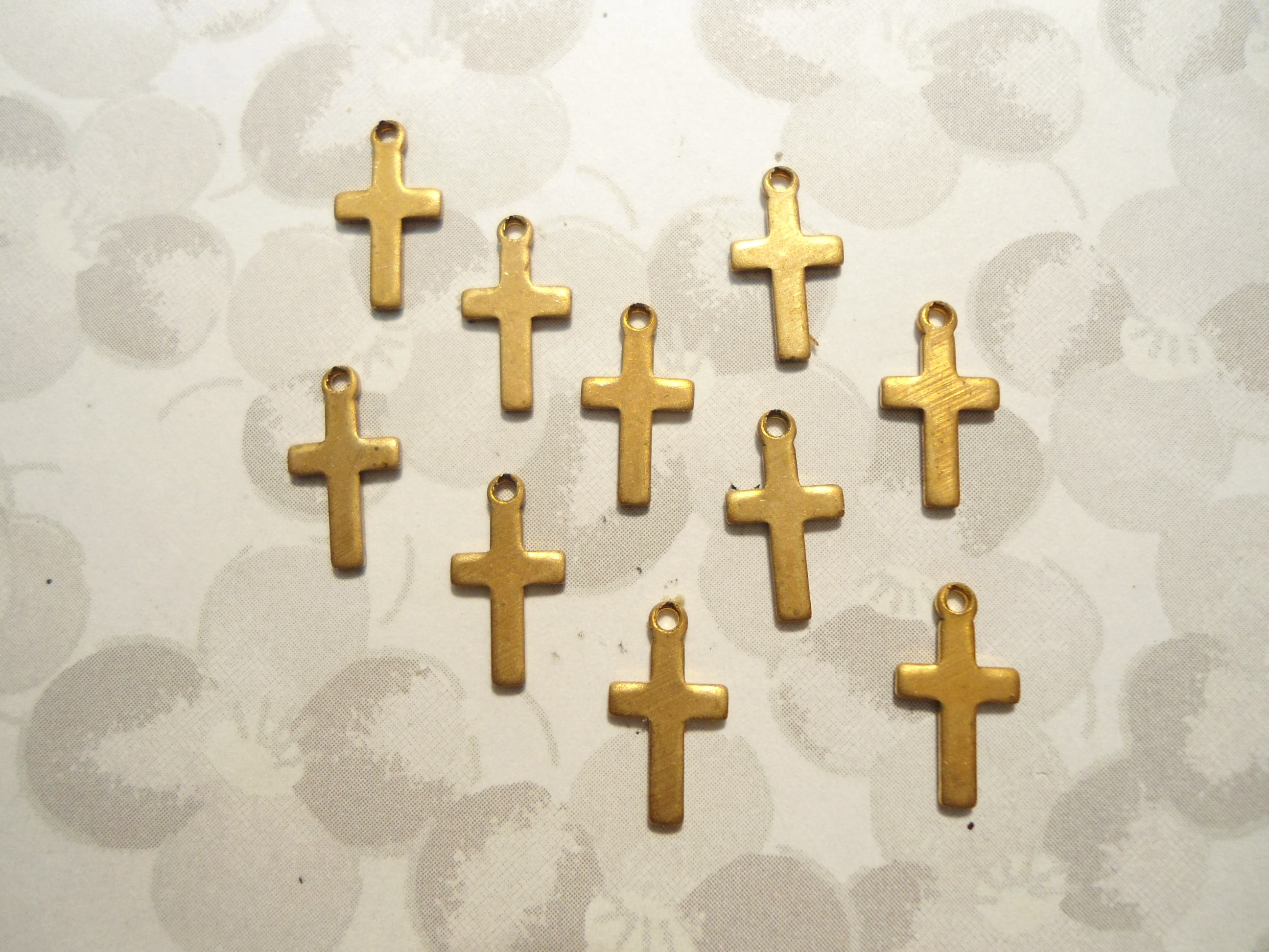 10 Vintage Brass 10mm Crosses