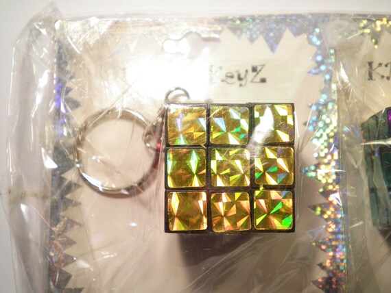 3 Assorted Colors Rubiks Cube Key Chains Key Rings - image 2