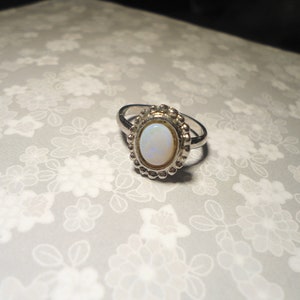 1 Silverplated Real Opal 8x6mm Ring