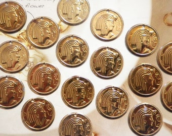24 Brasscoated  20mm Egyptian Coin Charms