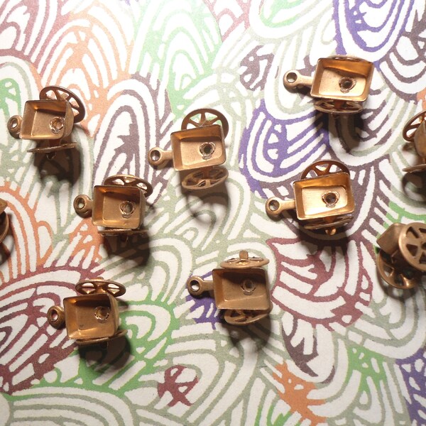 10 Vintage Copper Coated Carts with Moveable Wheels