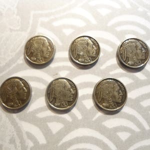 4 Silverplated Buffalo Nickel Miniature Coin Charms Findings Not Real Coins