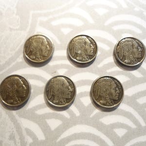 4 Silverplated Buffalo Nickel Miniature Coin Charms Findings Not Real Coins image 1