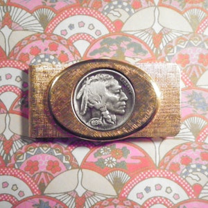1 Vintage Goldplated Indian Head Buffalo Nickel Money Clip