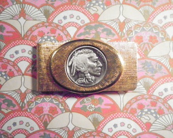 1 Vintage Goldplated Indian Head Buffalo Nickel Money Clip