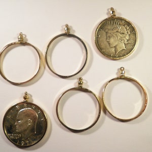 1 Goldplated Eisenhower Dollar Peace Dollar Coin Bezel Coin Holder