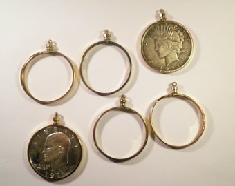 1 Goldplated Eisenhower Dollar Peace Dollar Coin Bezel Coin Holder
