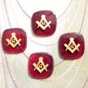 4 Vintage W. German Glass 16mm Ruby Red Masonic Stones