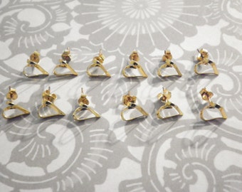 6 Prs. Gold Filled Heart Earrings