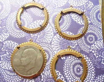 4 Coppercoated Brasscoated Eisenhower Dollar Coin Holder Pendants