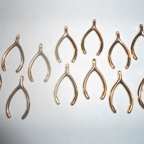 12 Goldplated Wishbone Charms