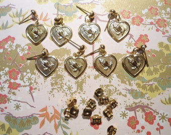 4 Pairs of Goldplated Praying Hands Earrings Charms