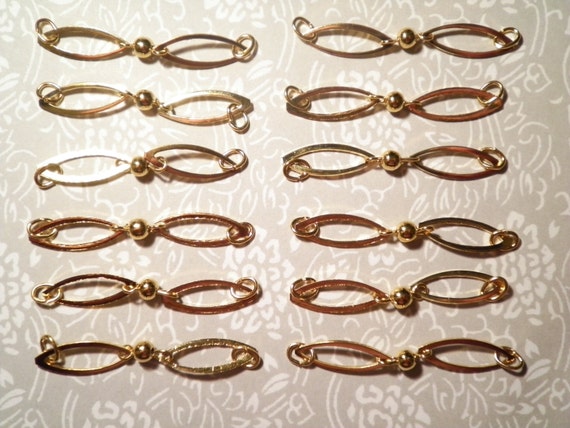 12 Vergoldete Navette Armband Verbinder