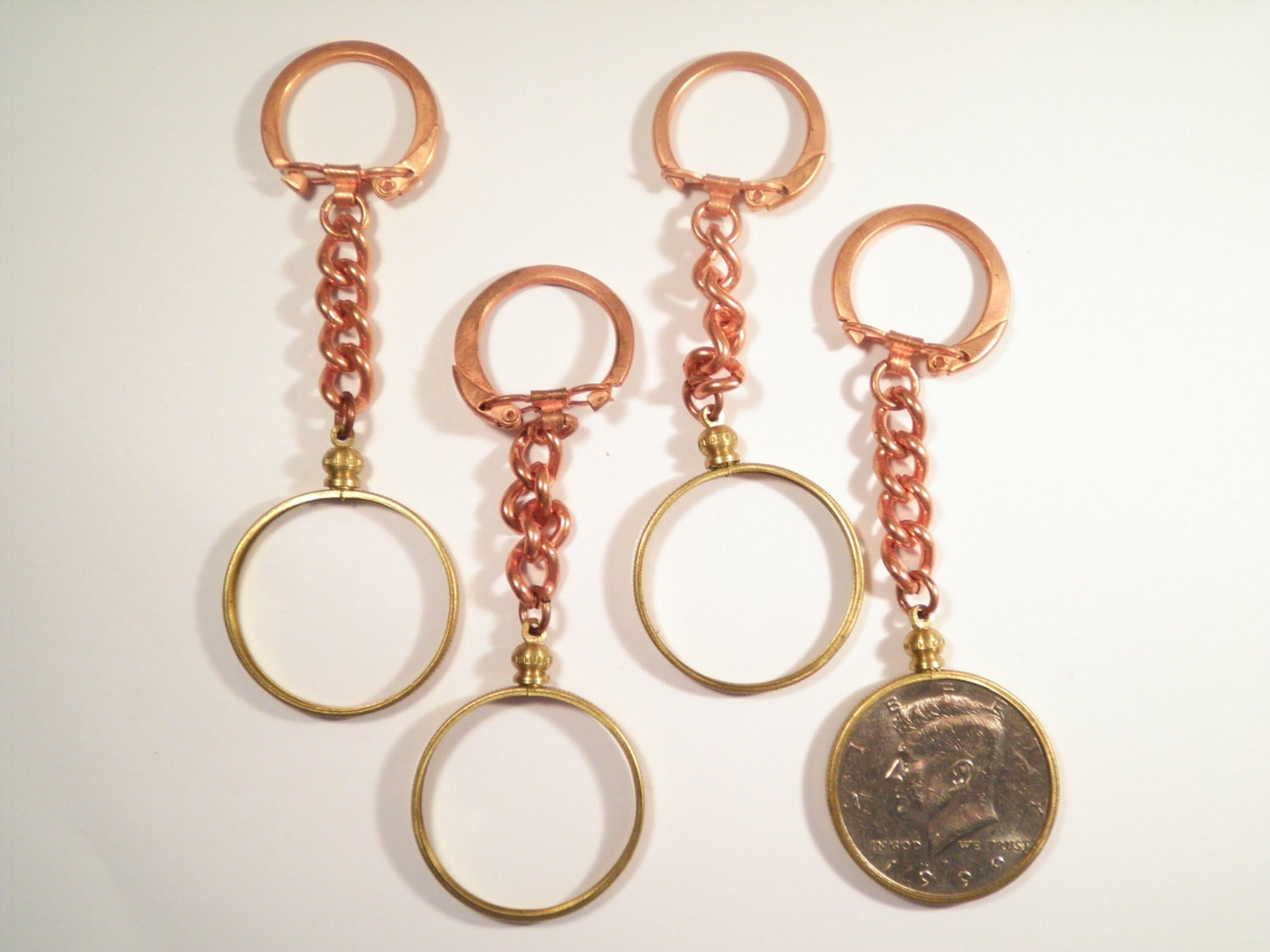 4 Coppercoated Kennedy Half Dollar Coin Holder Key Chains with Etsy