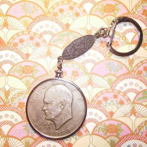 1 Vintage Silverplated Eisenhower Dollar Peace Dollar Coin Key Ring No Coin