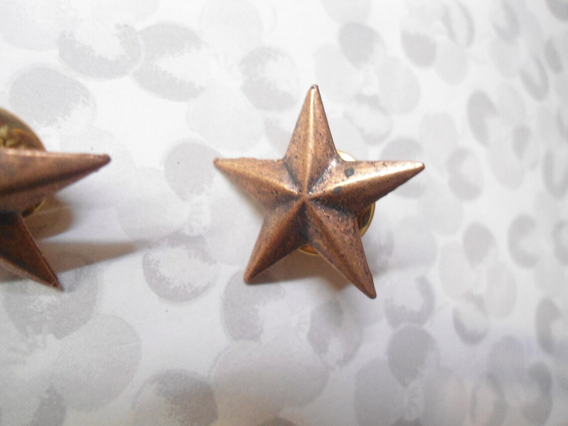 2 Military Style Bronze Star Pins Lapel Pins Etsy