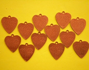 12 Coppercoated 21mm The Lord&#39;s Prayer Heart Charms