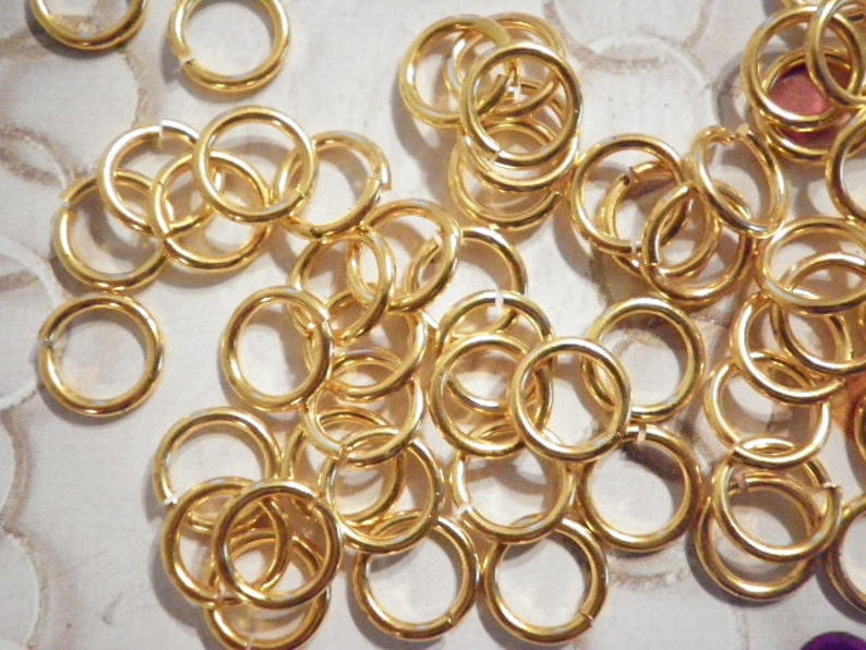 72 Vintage Goldplated 9mm x 1mm Jump Rings image 2