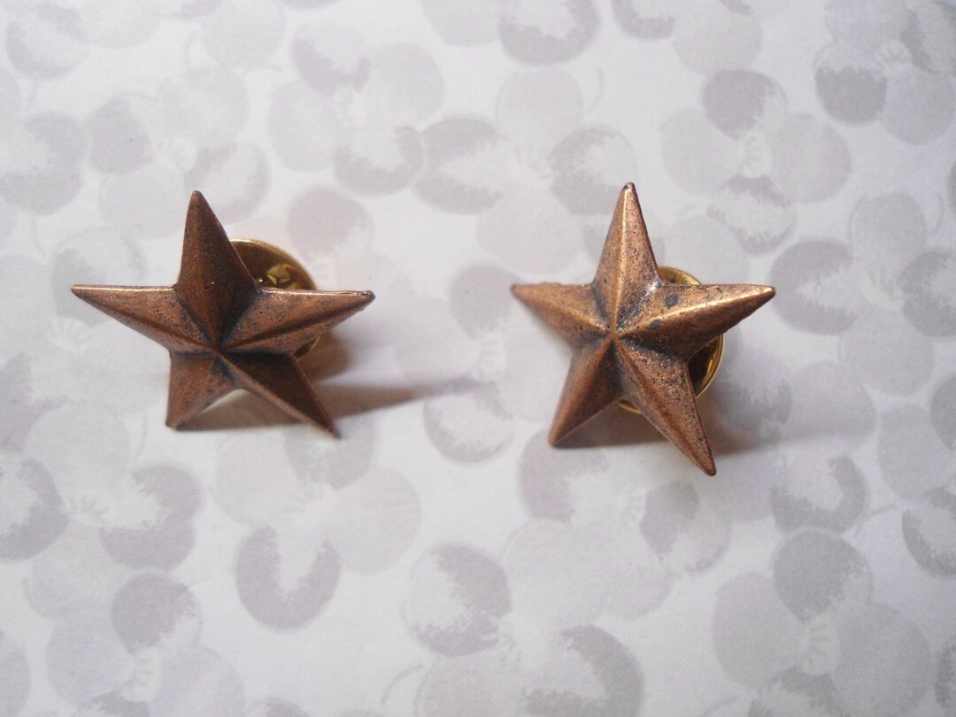 2 Military Style Bronze Star Pins Lapel Pins Etsy