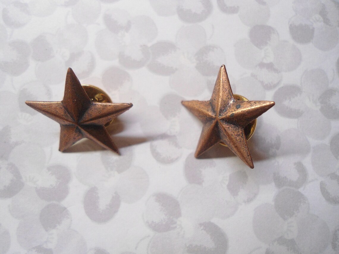 2 Military Style Bronze Star Pins Lapel Pins Etsy