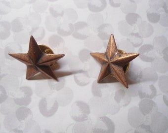 2 Military Style Bronze Star Pins Lapel Pins