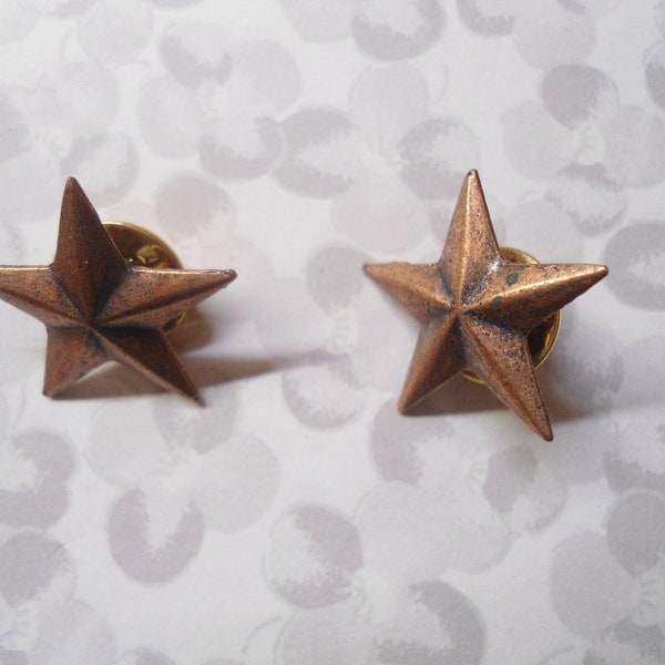 2 Military Style Bronze Star Pins Lapel Pins