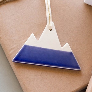 Ceramic Mountain Ornament [Hand-Dipped Glaze Ornament, Handmade Ceramic Ornament, Christmas Ornament, Holiday Decor, Stocking Stuffer]
