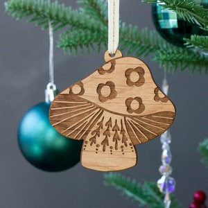 Wood Mushroom Ornament Folk Art, Mushroom Decor, Scandinavian Christmas, Fungi Art, Stocking Stuffers, Nordic Christmas, Holiday Decor image 1