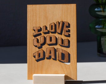 I Love You Dad Wood Father's Day Wood Card [Personalized Gifts for Dad, Custom Message, Birthday, Just Because]