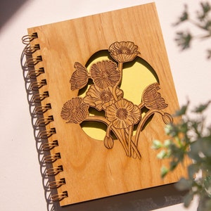 Icelandic Poppies Wood Journal [Flower Notebook, Sketchbook, Spiral Bound, Blank Pages, Gifts for Her, Just Because]