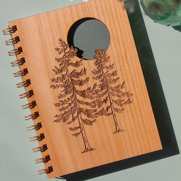 Evergreen Trees Wood Journal [Spiral Notebook, Sketchbook, Spiral Bound, Blank Pages, Gifts for Her, Him, Just Because]