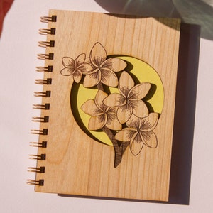 Plumeria Wood Journal [Flower Notebook, Sketchbook, Spiral Bound, Blank Pages, Gifts for Her, Just Because]