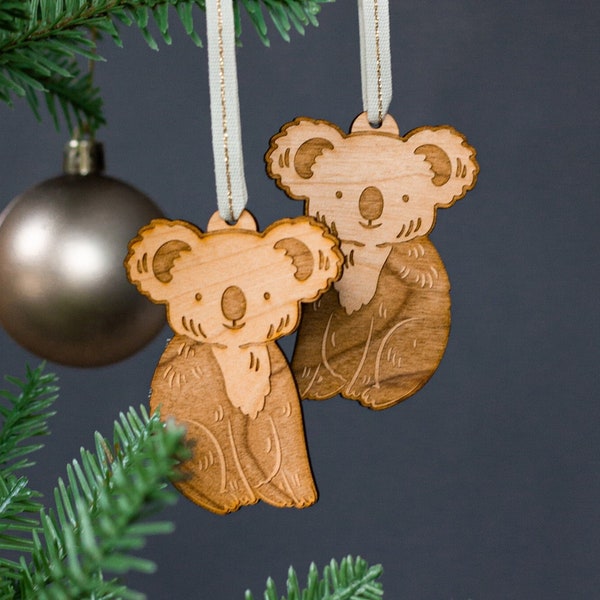 Wooden Koala Ornament (Set of Two) [Couple Ornament, Love Ornament, Sister Ornament, Twin Ornament, Koala Gift]