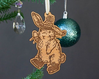 Ice Skating Bunny Ornament [Ice Skating Ornament, Rabbit Ornament, Figure Skating Ornament, Holiday, Stocking Stuffer]