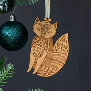 Fox Wood Ornament [Folk Art, Scandinavian Christmas, Personalized Gifts, Stocking Stuffers, Nordic Christmas, Woodland Fox Ornament]