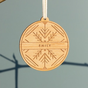 Christmas, Holiday, Love, Anniversary, Custom Gifts, Message, Stocking Stuffers Personalized Name Snowflake Wood Ornament
