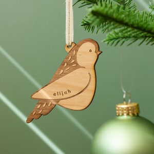 Sparrow Bird Wood Ornament [Personalized Name, Custom Bird Ornament, Christmas Gift, Holiday Decor, Stocking Stuffers, Keepsake Ornament]