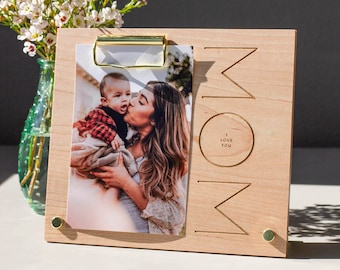 Cadre photo en bois pour maman moderne [Cadeau pour la fête des mères, cadre photo personnalisé 4 x 6, cadre en bois pour maman minimaliste, perte de la mère, cadeau pour maman]