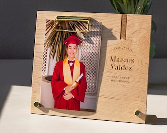 Proud Grad Personalized Wood Graduation Picture Frame [High School Graduation Photo Frame, Graduation Gifts, Class of 2026, New Grad Gift]